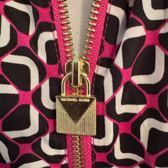 NWT Michael Kors Fuchsia/Black Zip Blouse, 1X - Picture 5 of 5